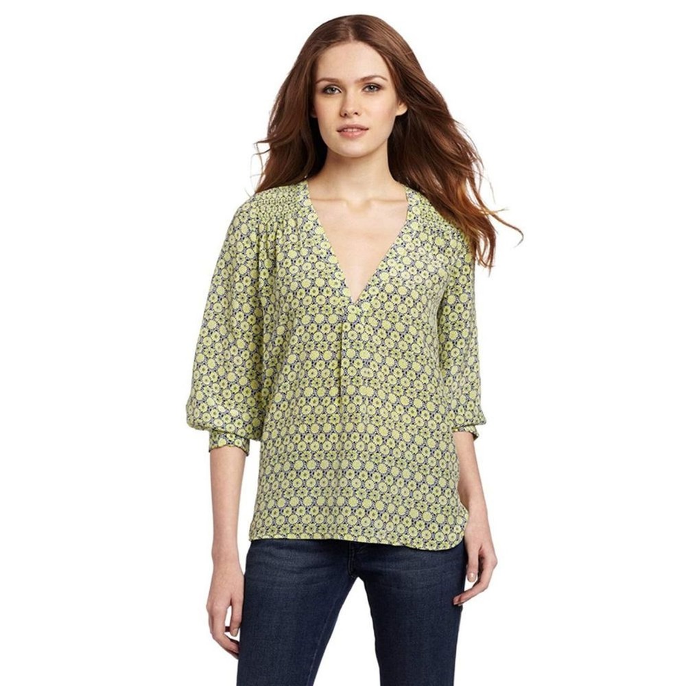 Joie Aceline Limon Silk Top Yellow Medium M
